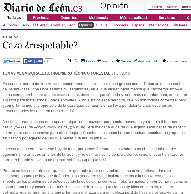 artículo de opinión en el diario de León