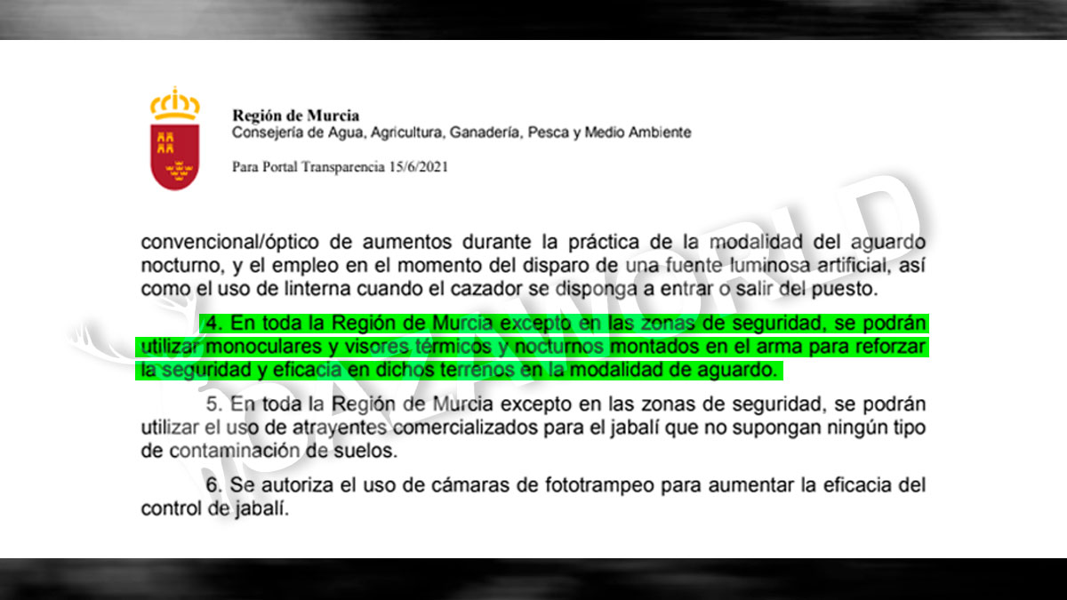 Andalucía aprueba el uso del visores térmicos y nocturnos en las esperas de  jabalí gracias a la FAC